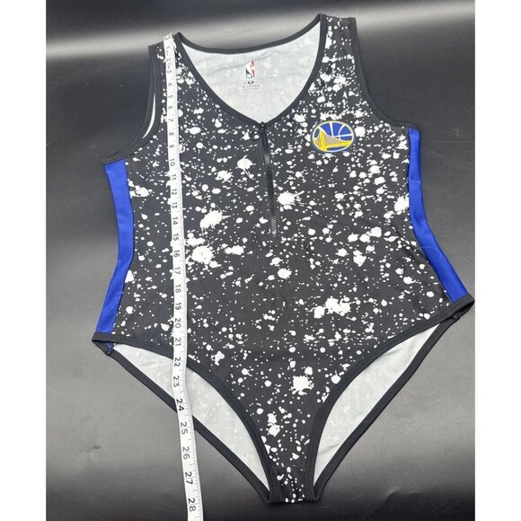 NBA Golden State Warriors Women’s Black Splatter Front Zip Bodysuit- XL Fan Gear - Picture 9 of 9